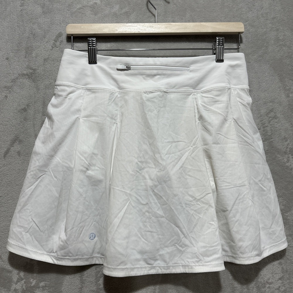 lululemon Pace Rival MR Skirt Extra Long White Size 6 Pull On Pockets Stretch